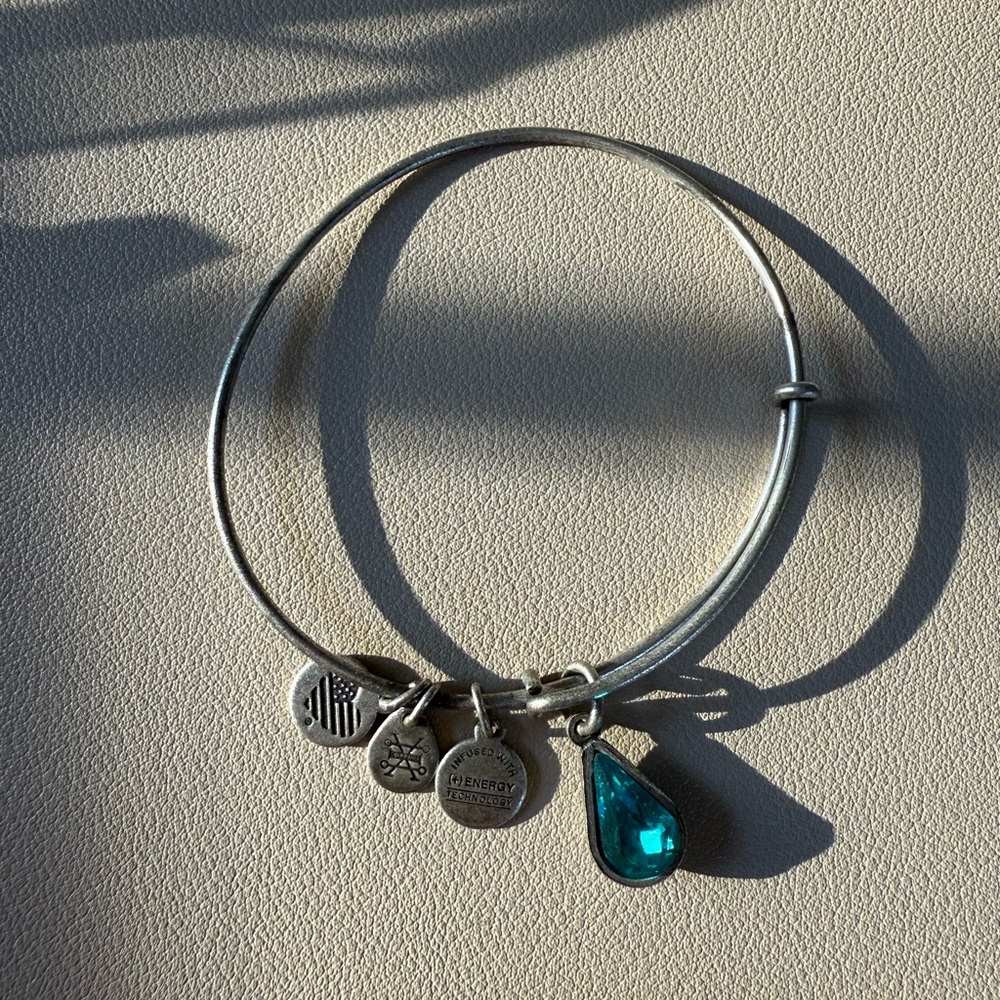Alex & Ani - Silver Charm Bracelet with Teal Pendant